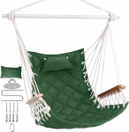 SUNWAY puidust rippuv tool koos k&auml;etoe ja padjaga, 350 lbs v&otilde;imsus Indoor Outdoor rippuv tool koos laialiaruga, sisaldab t&auml;ielikku riputuskomplekti terrassile, magamistuppa, verandale