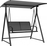 Outsunny Outdoor Swing Hammock 2-kohaline aiakiikumine reguleeritava p&auml;ikesekattega, UV kaitse 30+, kolmnurkne metallraam, koormus 220kg, 160 x 112 x 162 cm, tumehall