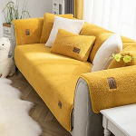 vctops Sherpa-Fleece-Sofabezug, superweich, warm, Pl&uuml;sch, Couchbezug, luxuri&ouml;s, flauschig, rutschfest, Sofa-Schonbezug, M&ouml;belschutz (Gelb, 91,4 x 91,4 cm)