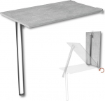 KDR Wall Folding Table 80 x 50 cm Concrete Look - Folding Table with Table Leg in Chrome for Wall Mounting - as Dining Table, Desk or Kitchen Table - Height 74 cm