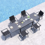 JUMMICO Garten Balkon M&ouml;bel Set Aluminium Leichtgewicht Stapelbare St&uuml;hle mit Textilpolster Stabil und Einfach Montiert,6 isikute komplekt