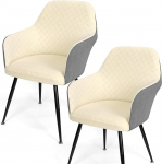 Stretch toolikatted, 2 toolikatte komplekt koos k&auml;etoega, elastne toolikate, Jacquard toolikate, eemaldatav, pestav kaitsekate s&ouml;&ouml;gituppa, k&ouml;&ouml;ki (2, beež ja helehall).