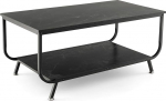 LIFEZEAL kohvilaud marmori v&auml;limusega, elutoa laud suure lauaplaadi ja hoiuruumiga, ristk&uuml;likukujuline diivanilaud, kohvilaud, metallist raamiga k&uuml;ljelaud, 105 x 55 x 46,5 cm (must)