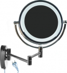 KXD3132-10x LED seinapeegel Kosmeetiline peegel 8,5-tolline 10x suurendusega valgustatud kosmeetiline peegel Make-Up raseerimine Vannitoa peegel Kokkupandav reguleeritav kroomitud metall