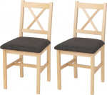 Mendler HWC-F77 2 s&ouml;&ouml;gitoa tooli, tugitoolid, k&ouml;&ouml;gitoolid, t&auml;ispuidust kangas, Country House - naturaalne, polsterdus must