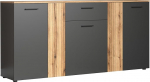 trendteam smart living - Esteban - Chest of Drawers - Anthracite/Evoke Oak - Storage Cabinet with 6 Compartments and 1 Drawer - (W x H x D) 181 x 86 x 38 cm - Full Extension Function