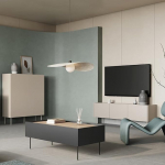 Wohnm&ouml;bel Set Living seinakomplekt kasmiirist ja mustast matist tammepuust, 3-osaline koos kohvilaud, Highboard, Lowboard, kaasaegne, k&auml;epidemevaba