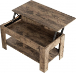 Garvis kohvilaud t&otilde;stetava lauaga - matt valge, reguleeritava k&otilde;rgusega elutoa laud koos hoiuruumi ja riiuliga, MDF kohvilaud, kaasaegne, hingedega laud elutuppa ja kontorisse (rustikaalne pruun)