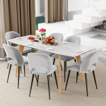 Komplekt 6 sametist s&ouml;&ouml;gitooli, pehmed ja mugavad s&ouml;&ouml;gitoolid, k&ouml;&ouml;gitoolid s&ouml;&ouml;gituppa/elutuppa, helehall