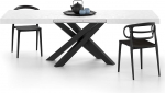 MOBILI FIVER, Emma 160 cm pikendatav laud, valge betoon, mustad X-jalad, laminaat, raud, valmistatud Itaalias.