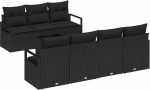 8-teiliges Garten-Sofa-Set mit Kissen Schwarz Poly-Rattan, 2-Sitzer Garten-Sofa mit Stauraum & Kissen Schwarz Poly-Rattan Gartenlounge Model3354962