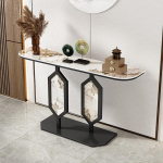 Moodne maal&auml;hedane konsoollaud imitatsioonimarmoriga - ideaalne elutuppa, esikusse, koridori v&otilde;i diivani taha k&uuml;ljelauaks (must, 80 cm) - stiilne m&ouml;&ouml;bel kuhu iganes.