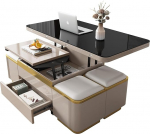 Guyii Multifunktsionaalne kohvilaud reguleeritava k&otilde;rgusega ja hoiuruumiga - elutoa laud reguleeritava k&otilde;rgusega, pikendatav diivanilaud koos v&auml;ljaheitega, t&otilde;stetav disain elutoa ja s&ouml;&ouml;gitoa jaoks.