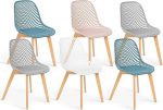 IDMarket - 6 tooli komplekt Mandy Mix v&auml;rvid pastellroosa, valge, helehall, 2 x sinine x 2
