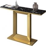 Generisch Schmaler Konsolentisch aus schwarzem Marmor - Stilvoller Metallgestell-Eingangstisch f&uuml;r kleine R&auml;ume, Wohnzimmer und Schlafzimmer - Modernes Design, platzsparendes M&ouml;belst&uuml;ck
