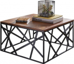 Wohnling BAKAL kohvilaud 60 x 35 x 60 cm Sheesham t&auml;ispuidust / metallist diivanilaud disain elutoa laud t&ouml;&ouml;stuslikus stiilis pruun / must disainer kohvilaud ruutu