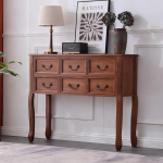 Country House Vintage konsoollaud massiivpuidust sahtlitega, esikusse sisenemise diivanilaud suure hoiuruumiga, k&uuml;laliskapp / teekapp esikusse, reguleeritavad jalad (hele p&auml;hkelpuu, 100 cm / 39.4