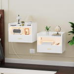 Rippuv &ouml;&ouml;kapp, komplekt 2, puidust &ouml;&ouml;kapp koos sahtliga, laadimisjaam, AC-pesa, 2 USB-pesa, h&otilde;ljuv &ouml;&ouml;kapp LED-valgusribaga, seinariiul magamistuppa, elutuppa, 40 x 30 x