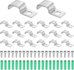 hankekaart 30 St&uuml;ck starre Rohrb&auml;nder passend f&uuml;r 6 x 12 mm Streifen/Kabel, U-f&ouml;rmige Kabelbandklemme aus Edelstahl mit 1 Loch f&uuml;r Leitungen, Draht, Schnur, Rohrbefestigung