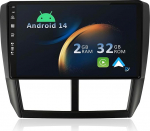 YUNTX Android 14 autoraadio Subaru Forester/Impreza 2007-2012-[Integreeritud CarPlay/Android Car/GPS]-9-tolline IPS 2.5D puuteekraan koos kaameraga DAB/roolijuhtimine/peegelLink/Bluetooth 5.0/WiFi