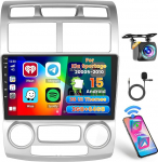 Hikity 2+64G Android autoraadio navigeerimine Kia Sportage 2005 2006 2007 2008 2009 2010 CarPlay Android auto, 9-tolline puuteekraaniga raadio koos GPS WiFi Bluetooth peeglilink FM RDS EQ MIC SWC tagumine vaade