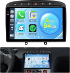 Roinvou 4+64G Android 15 Autoradio Peugeot 308 408 2007-2015 juhtmevaba Carplay Android autole, 9-tolline autoraadio Incell puuteekraaniga GPS-navigatsiooniga Bluetooth EQ WiFi RDS FM SWC MIC tagurdamine