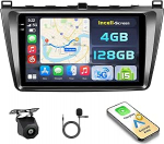 Hikity Android 15 4+128G autoraadio Mazda 6 2007-2012 9-tollise Incell puuteekraaniga, autoraadio 2DIN traadita Carplay Android autoga, FM/RDS raadio BT GPS WiFi tagurduskaamera + mikrofoniga