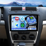 CAMECHO 4+128G 10-tolline Android 15 autoraadio VW Skoda Octavia 2007-2013 koos tagurduskaameraga, Incell HD Bluetooth raadio traadita Carplay GPS WiFi FM/RDS Android auto peeglilink + Canbus