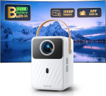 Miniprojektor Sisseehitatud aku ja Android TV: Toptro 1080P Full HD projektor kodukino elektrilise fookusega, 300 ANSI WiFi Bluetooth projektor v&auml;ljas, 50% Zoom v&auml;ike projektor Netflix/Prime'iga