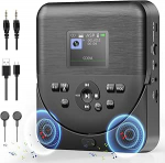 CD m&auml;ngija kaasaskantav FELEMAN CD m&auml;ngija Bluetooth laetav koos k&otilde;larite/k&otilde;rvaklappide/ekraaniga, auto FM koos TF kaardilugejaga 3.5mm AUX kaabel mustaga