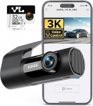 KAWA 3K Dash Cam auto ees 32GB SD kaardiga, h&auml;&auml;ljuhtimine, WiFi ja rakendus, 24/7 parkimisrežiim, G-sensor, &ouml;&ouml;n&auml;gemine, loop salvestamine, armatuurkaamera veoautodele, kaubikutele, maasturitele, kaubikutele, must