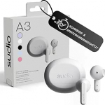 Sudio A3 Snow White - kogu p&auml;eva kuuldeaparaat, mis on valmistatud &uuml;mbert&ouml;&ouml;deldud plastist Tasakaalustatud kuulamiskogemus Multipoint Bluetooth 5.4 Veekindel IPX4 Kuni 25 tundi m&auml;nguaega