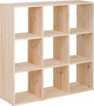 KUBIK Pine Wood Cube Shelf | 3 x 3 | Pine | 9 Compartments | 104.9 x 104.8 x 30 cm | Room Divider | Standing Shelf | Room Divider Shelf | Solid Pine | Bookcase | Highboard