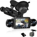 Hodozzy 360&deg; auto armatuurkaamera, 4 kaamerat ees ja taga, 1080P, 8 IR &ouml;&ouml;n&auml;gemine, 3-tolline IPS puuteekraan, Loop salvestamine, G-sensor, parkimisseire, armatuurkaamera &ouml;&ouml;n&auml;gemisega + 64G SD kaart