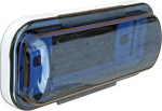 Flip Up Stereo Cover marineeritud autostereo 1 DIN Pyle PLMRCW1 V&auml;rvitud valge paat parvele ujumisbasseiniga koos kummipaelaga