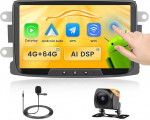 Fuluku 4+64G Android autoradio Renault Dacia Duster Sandero Logan Dokker Lodgy juhtmevaba Carpaly & Android Car, 8-tolline IPS puuteekraaniga raadio koos Bluetooth 5.0/GPS/Reversioonikaamera/FM/WiFi'ga
