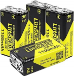 LiitoKala 9 V patareid, 1100 mAh USB-C laetavad liitiumpatareid suure mahutavusega ja m&auml;rgutulega suitsuanduritele, metallidetektoritele, walkie talkidele, meditsiiniseadmetele jne (4 tk).