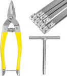 Deecam Schneidezange und T-Schraubenschl&uuml;ssel, Edelstahl-Kabelbinder-Werkzeug zum Klemmen und Schneiden, mit 10 St&uuml;ck 4,6 x 200 mm selbstsichernden Edelstahl-Kabelbindern