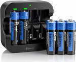 Hixon laetav 1,5 V AA aku, laetav AA liitiumaku, 3500 mWh suure v&otilde;imsusega Li-ion AA aku, 8 t&uuml;kki koos 2.0H Ultra Type-C kiirlaadijaga