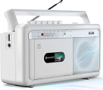 KLIM kaasaskantav kassetim&auml;ngija Boombox, AM/FM raadio, Bluetooth raadio, kassetim&auml;ngija ja kassetisalvesti, USB, k&otilde;lar, k&otilde;rvaklapipesa, akutoitega ja vooluv&otilde;rguga t&ouml;&ouml;tav - Frost White