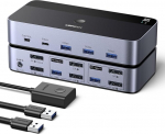 UGREEN Displayport KVM Switch 2 PC 2 monitori 8K60Hz KVM Switch 4 USB 3.0 pordiga Klaviatuuri ja t&ouml;&ouml;laua kontrolleri vahetamine &Uuml;hildub Windows/Linux/MacOS jne.