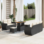 Rantry 8-teiliges Garten-Sofa-Set mit Kissen Schwarz Poly-Rattan Akazie Gartenlounge Model3363770