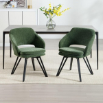 chairus Set of 2 Dining Room Chairs, Accent Chairs for Dining Room, Kitchen Chairs, Made of Chenille, Upholstered Chairs with Backrest for Living Room, Kitchen (Green)
