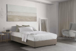 Talamo Italia - Chiara Taupe Double Bed with Fabric Cover - 100% Made in Italy - Front Opening - Includes Mattress 120 x 190 cm