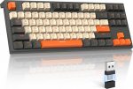 LexonElec M88 traadita mehaaniline klaviatuur, QWERTY 87% paigutusega vahetatav klaviatuur, Bluetooth/2.4GHz Dual Mode 2-in-1 vastuv&otilde;tja, PBT klaviatuurid lineaarne punane l&uuml;liti PC/MAC/Tablet Twilight'ile