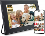 32 GB WiFi digitaalne fotoraam, 10,1-tolline Frameo fotoraam, 1280 x 800 HD IPS puuteekraan, automaatne p&ouml;&ouml;ramine, fotode/videote vahetu jagamine Frameo rakenduse kaudu k&otilde;ikjalt, seinale paigaldamine, must