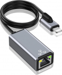 Lightning ing Ethernet adapter, iPhone RJ45 100 Mbps Mbit/s v&otilde;rguadapter koos laadimisportiga, mis &uuml;hildub telefoniga 14/13/12/11/XS/XR/X/8/7/Pad (17 cm)