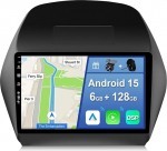 [6GB + 128GB] Android 15 autoraadio Hyundai Tucson IX35 (2010-2015)-[Integreeritud CarPlay/Android Car/DSP/GPS]-10.1-tolline IPS 2.5D-CAM+MIC-DAB/Mirror Link/Bluetooth 5.0/360 kaamera/rooliratas
