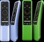 Schutzh&uuml;lle kompatibel mit Samsung Smart-TV-Fernbedienung BN59-Serie, kerge Silikon-Schutzh&uuml;lle, sto&szlig;fest, rutschfest, leuchtet Himmelblau und leuchtet gr&uuml;n, 2 St&uuml;ck