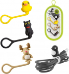 BONE Style Q Cord Ties - mitmeotstarbelised silikoonist korduvkasutatavad kaablipaelad, armas iseloomu elastne kaabli korraldaja juhtimine Zip juhtme rihmaga, 4 joogim&auml;rgistuse komplekti